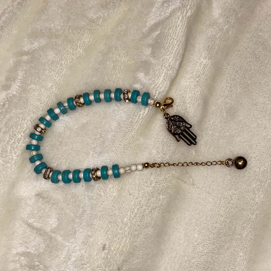 Blue And White Hamsa Hand Bracelet